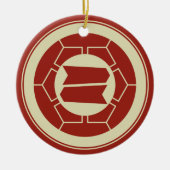 ヴィンテージレッドジャパン服部家門ベクターアート セラミックオーナメント (正面)