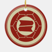 ヴィンテージレッドジャパン服部家門ベクターアート セラミックオーナメント (裏面)