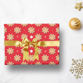 ヴィンテージレッドジンジャーブレッドスタークリスマスクッキー ラッピングペーパー