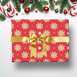 ヴィンテージレッドジンジャーブレッドスタークリスマスクッキー ラッピングペーパー