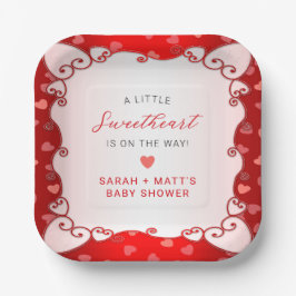 ヴィンテージレッドスウィートバレンタインズデイベビーシャワー ペーパープレート