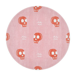 ヴィンテージレッドスカルヘッドパターン カッティングボード