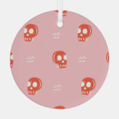 ヴィンテージレッドスカルヘッドパターン ガラスオーナメント (裏面)