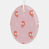 ヴィンテージレッドスカルヘッドパターン ガラスオーナメント (正面左)