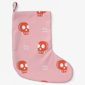 ヴィンテージレッドスカルヘッドパターン スモールクリスマスストッキング (正面)