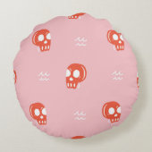 ヴィンテージレッドスカルヘッドパターン ラウンドクッション (裏面)