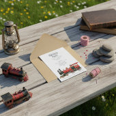 ヴィンテージレッドスチームトレインバースデーパーティーの招待 招待状