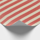 ヴィンテージレッドストライプのクリスマスホリデー ラッピングペーパー (角)