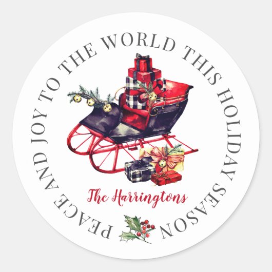 ヴィンテージレッドスリー雪シール ラウンドシール (正面)