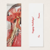 ヴィンテージレッドスレッドボウギフトラベル (正面&裏面)