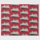 ヴィンテージレッドタイタニック船クリスマス ラッピングペーパー (フラット)