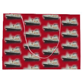 ヴィンテージレッドタイタニック船クリスマス ラージペーパーバッグ (裏面)