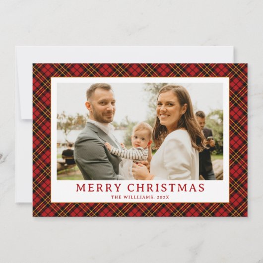 ヴィンテージレッドタータンチェックプライド写真クリスマス シーズンカード (正面)