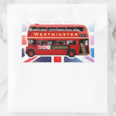 ヴィンテージレッドダブルデッカーロンドンバス 長方形シール (バッグ)