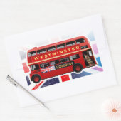 ヴィンテージレッドダブルデッカーロンドンバス 長方形シール (封筒)