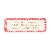 ヴィンテージレッドダマスクカスタム差出人住所 ラベル (正面)