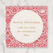 ヴィンテージレッドダマスクフェスティバルカスタムメリークリスマス フェイバータグ (裏面)