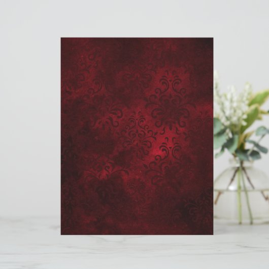 ヴィンテージレッドダマスクレープパターン(の模様が)あるブックエフェメラ (スタンド正面)