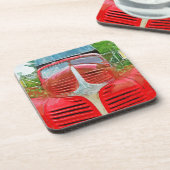 ヴィンテージレッドダンプトラック抽象芸術 コースター (左側)