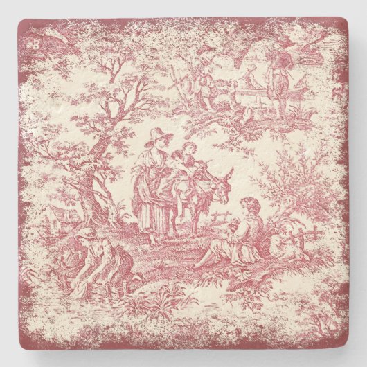 ヴィンテージレッドツリートイレデジュエリー ストーンコースター (正面)