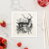 ヴィンテージレッドディアスタグパーソナライズされたテンプレート スタンダードカクテルナプキン (インサイチュ)