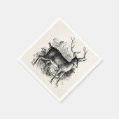 ヴィンテージレッドディアスタグパーソナライズされたテンプレート スタンダードカクテルナプキン (角)