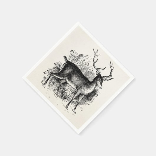 ヴィンテージレッドディアスタグパーソナライズされたテンプレート スタンダードカクテルナプキン (角)