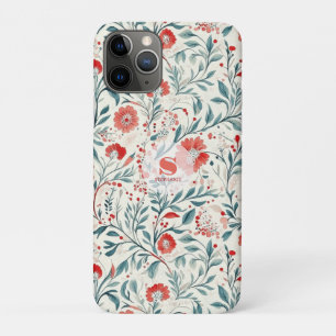 ヴィンテージレッドデイジーフローラルパターン – 植物学 iPhone 11 PROケース