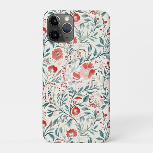 ヴィンテージレッドデイジーフローラルパターン – 植物学 Case-Mate iPhoneケース (裏)