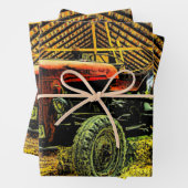 ヴィンテージレッドトラクターインバーン ラッピングペーパーシート (インサイチュ)