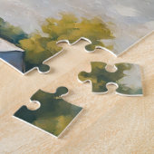 ヴィンテージレッドトラクターファームレトロカントリーサイド素朴 ジグソーパズル (側面)