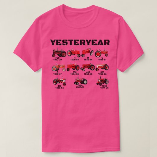 ヴィンテージレッドトラクター昨日長袖 Tシャツ (デザイン正面)