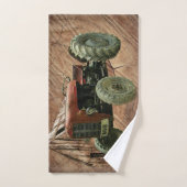 ヴィンテージレッドトラクター素朴バーンシェッド ハンドタオル (ハンドタオル)