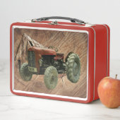ヴィンテージレッドトラクター素朴バーンシェッド メタルランチボックス (インサイチュ)