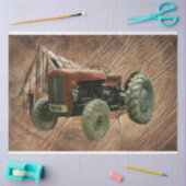 ヴィンテージレッドトラクター素朴バーンシェッド 薄葉紙 (クラフト)