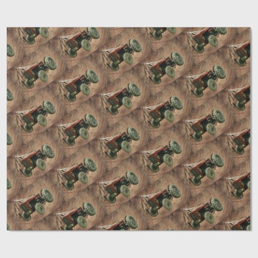 ヴィンテージレッドトラクター素朴バーン ラッピングペーパー (フラット)