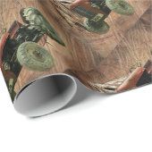 ヴィンテージレッドトラクター素朴バーン ラッピングペーパー (ロールコーナー)