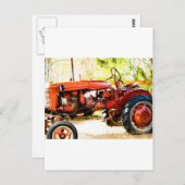 ヴィンテージレッドトラクター ポストカード (正面/裏面)