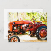 ヴィンテージレッドトラクター ポストカード (正面/裏面)