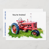 ヴィンテージレッドトラクター 招待状 (正面/裏面)