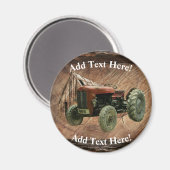 ヴィンテージレッドトラクタ素朴ーバーンシェッド磁石 マグネット (正面/裏面)