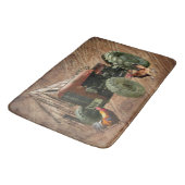 ヴィンテージレッドトラクタ素朴ーバーンシェードヘンルースター バスマット (アングル)