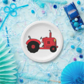 ヴィンテージレッドトラクタ ペーパープレート (パーティー)