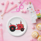 ヴィンテージレッドトラクタ ペーパープレート (パーティー)