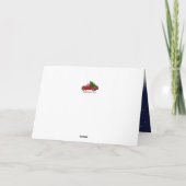 ヴィンテージレッドトラックがクリスマスツリーを運ぶ カード (裏面)