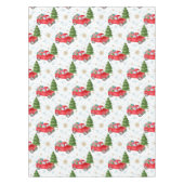 ヴィンテージレッドトラックとクリスマスツリー テーブルクロス (正面)