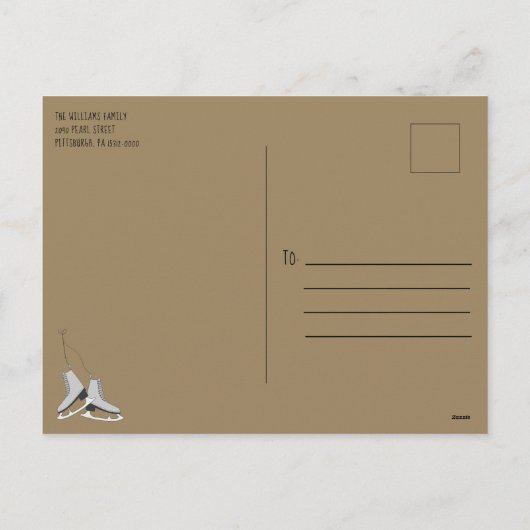 ヴィンテージレッドトラックとツリーのクリスマスカード シーズンポストカード (裏面)