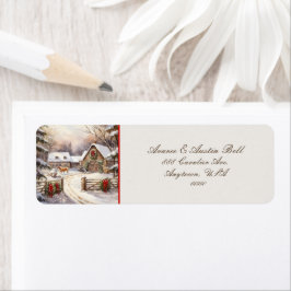 ヴィンテージレッドトラックとファーミヤードホースリース ラベル