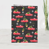 ヴィンテージレッドトラックのクリスマスツリーのチョーク3写真 シーズンカード (裏面)