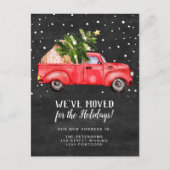 ヴィンテージレッドトラックのクリスマスツリーの黒板の移動 案内ポストカード (正面)